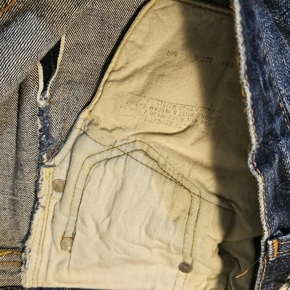 Vintage 60s Levi's 502 Jean Selvedge 36x30 FIT 36X27 Dark Rare #16 Button